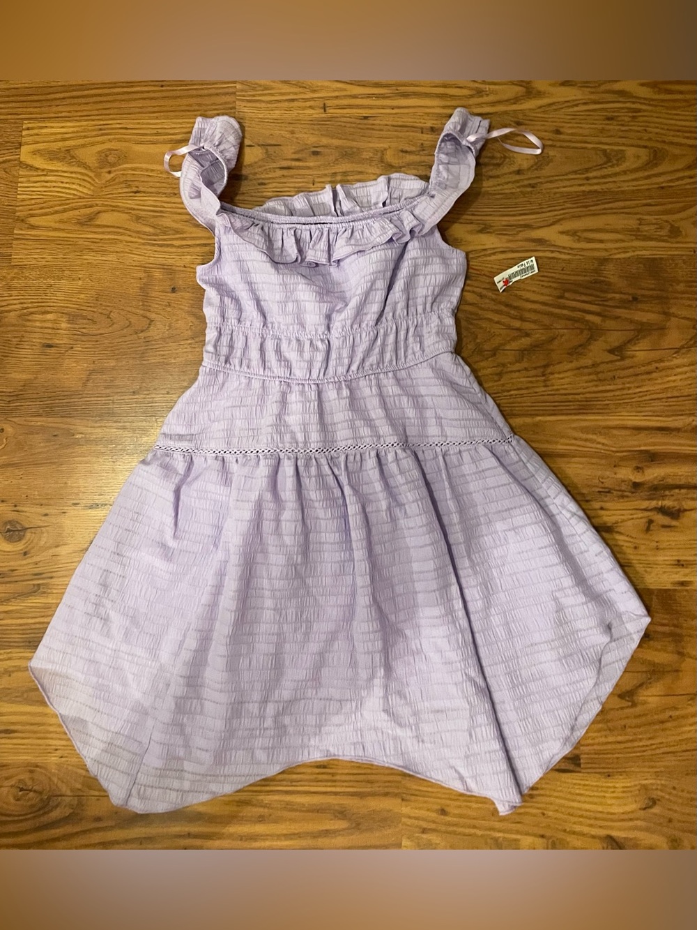 wild fable Lavender Ruffle Texture Smocked Bodice Skater Strap Mini Dress